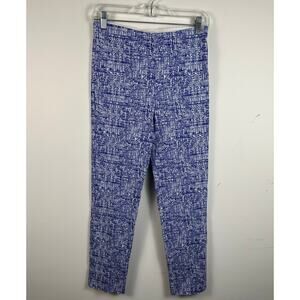 Sara Campbell Blue and White Pull On Pants Size Medium Graphic EUC